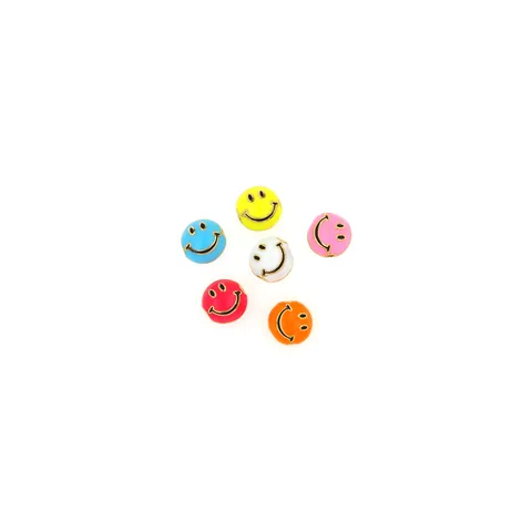 Copper Enamel Smiley Face Spacer Beads For DIY Jewelry Making Colorful Round Flat Disk Charms For Necklaces Bracelets Accessories