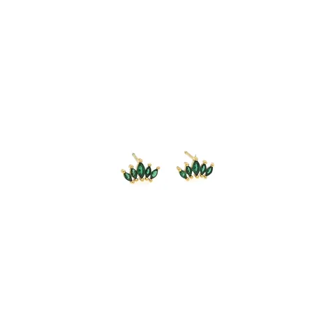 Luxury 18K Gold Plated Copper Marquise Zircon Crown Stud Earrings Vintage Marquise Cut Gemstone Earrings For Women Jewelry Gift