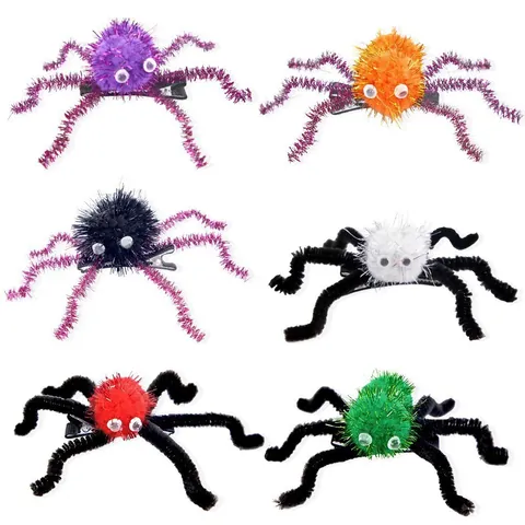 Fermaglio per Capelli a Forma di Ragno di Halloween Glitter Peluche Spaventoso Ragno per Bambini Adulti Decorazione per Feste Accessori per Capelli