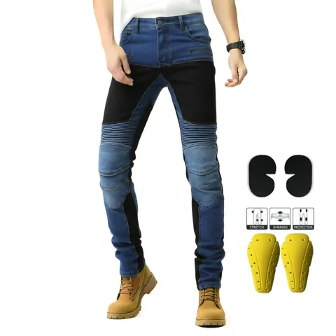 Motorrijbroek Jeans Met Uitneembare Protectoren Stretch Ademende Fietsbroek Beschermende Uitrusting Unisex Broek PK-719