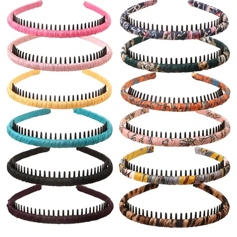 Non-Slip Teeth Headbands For Women Fabric Wrapped Beaded Braided Hair Hoop For Face Washing Daily Makeup Vintage Floral Hair Accessories