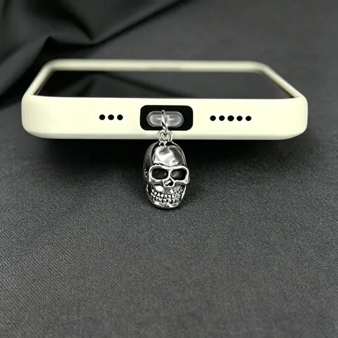 Stainless Steel 3D Skull Phone Dust Plug Punk Dark Style Anti-Dust Port Protector Charm For iPhone And Type-C Port