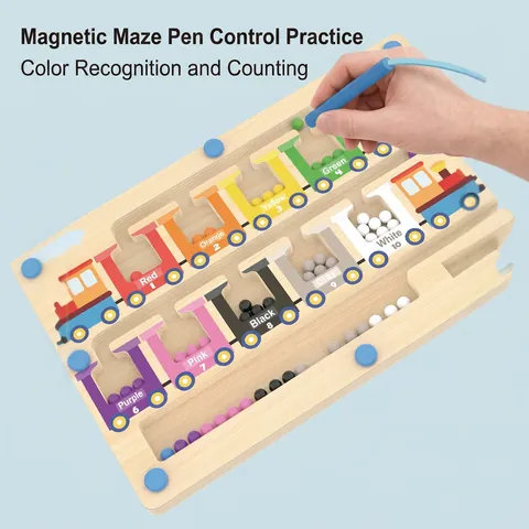 Wooden Magnetic Color Number Maze Montessori Learning Board Toddlers Fine Motor Skills Counting Acrylic Classification