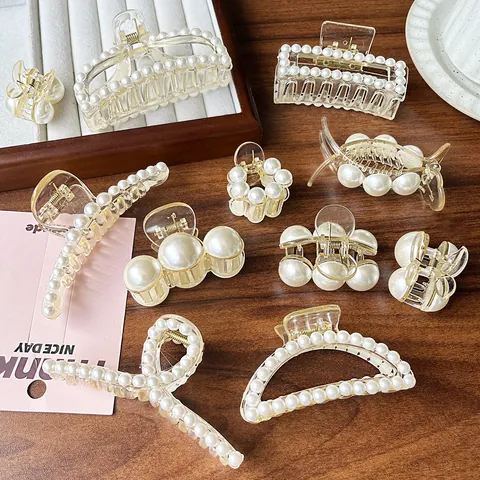 Mollette Per Capelli Eleganti Con Künstliche Perle Artificiali Plastica Geometrica Stile Coreano Accessori Per Capelli Donna