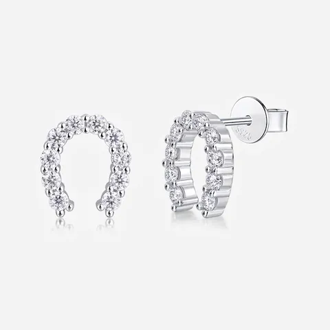Moissanit Ohrstecker Mit 925 Sterling Silber Ohrstiften Geometrische Herz Dreieck Hufeisen Luxus Damen Schmuck