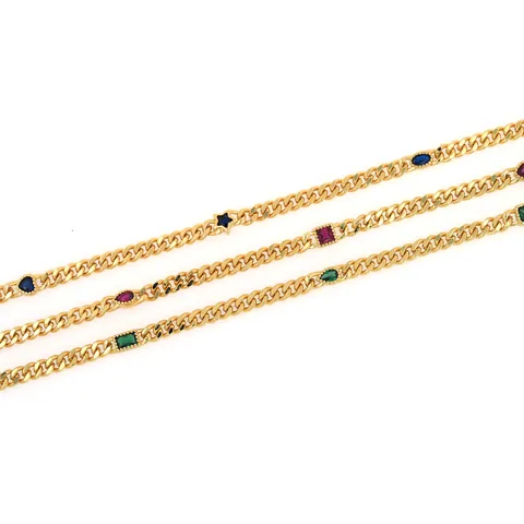 18K Gold Plated Copper Chain Heart Star Oval Micro Inlaid Zirconia Segment Chain For DIY Bracelet Necklace Jewelry Making