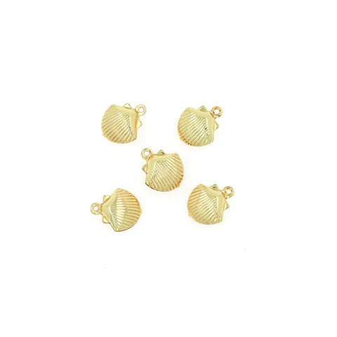 Pendentif Coquille Saint-Jacques en Cuivre Plaqué Or 18K Texture 3D Pour Fabrication de Bijoux DIY Collier Bracelet Accessoires
