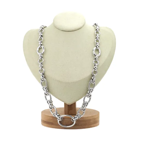 Vintage 18K Gold Plated Copper Chain Necklace For Women Chunky Oval Ring Link Punk Style Adjustable Neck Jewelry Gift