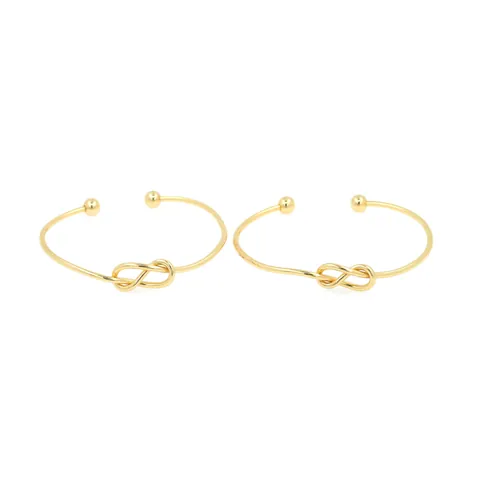 18K Gold Plated Copper Knot Open Cuff Bangle Bracelet Simple Infinity Design Fashion Jewelry For Women Couples Gift
