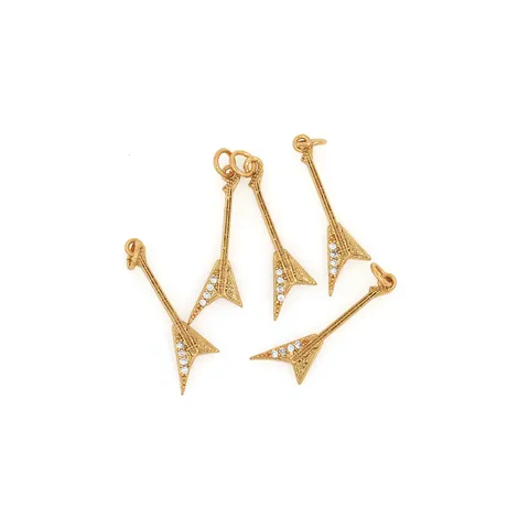Pendente a Forma di Chitarra per Creazione Gioielli Rame Placcato Oro Zirconia Ciondolo Accessorio per Collana Braccialetto Gioielli Fai da Te