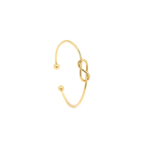 18K Gold Plated Copper Knot Open Cuff Bangle Bracelet Simple Infinity Design Fashion Jewelry For Women Couples Gift