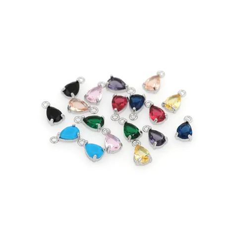 18K Gold Plated Copper Water Drop Pear Shape Zirconia Pendant DIY Jewelry Finding For Necklace Making Accessory