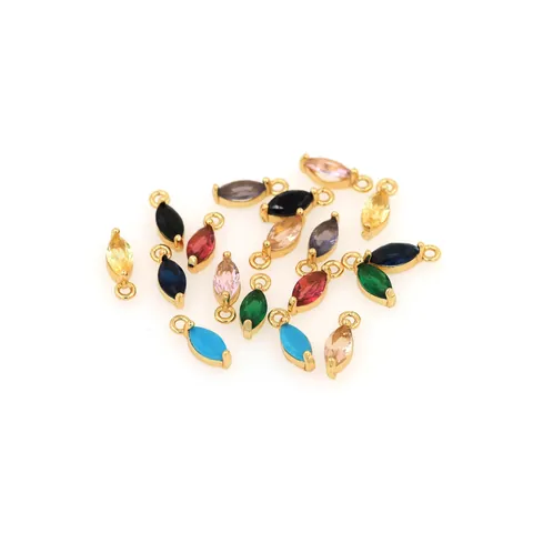 18K Gold Plated Copper Marquise Zirconia Pendant Micro Inlaid Colorful Water Drop Charm For DIY Jewelry Making Pendants For Women
