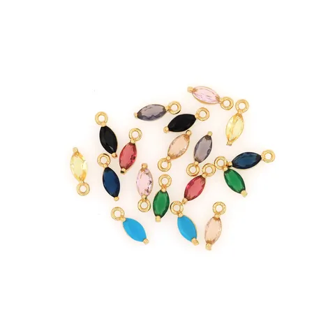 18K Gold Plated Copper Marquise Zirconia Pendant Micro Inlaid Colorful Water Drop Charm For DIY Jewelry Making Pendants For Women
