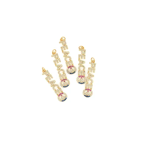 18K Gold Plated Copper Micro Inlaid Zirconia PEACE Letter Peace Sign Pendant Only For Women DIY Jewelry Making Accessories