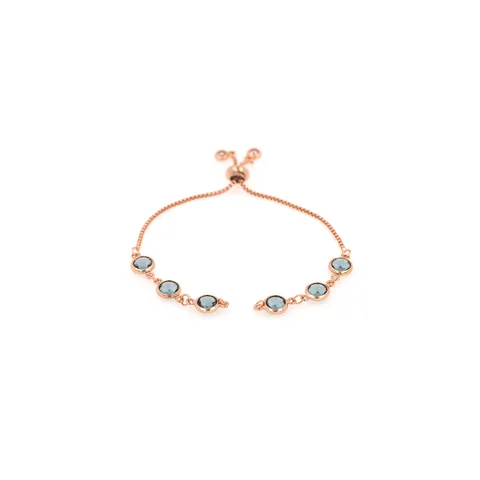 Fashion 18K Rose Gold Plated Copper Bolo Bracelet For Women Round Colorful Zirconia Inlaid Adjustable Sliding Jewelry Gift