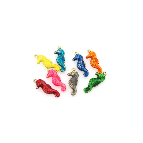 18K Gold Plated Copper Seahorse Pendant Enamel Ocean Animal Charm For DIY Jewelry Making Necklace Accessories