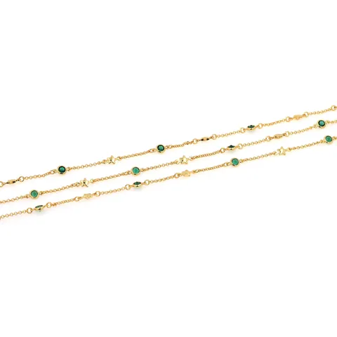 18K Gold Plated Copper Star Chain With Green Zircon For DIY Bracelet Necklace Making Jewelry Findings Accessory 5mm