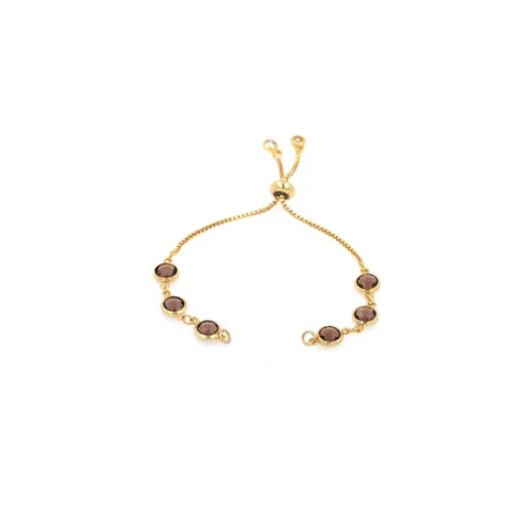 18K Gold Plated Copper Adjustable Bolo Bracelet For Women Round Colorful Glass Stone Elegant Jewelry Slider Bracelet Gift