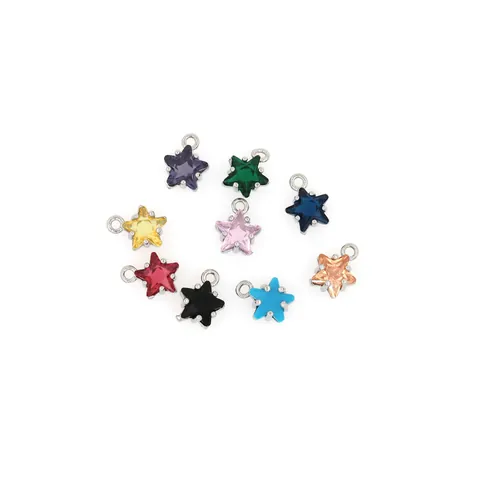 18K Gold Plated Copper Star Pendant Micro Inlaid Zirconia Five Pointed Star DIY Jewelry Necklace Findings Women Accessory