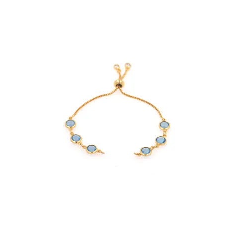 18K Gold Plated Copper Adjustable Bolo Bracelet For Women Round Colorful Glass Stone Elegant Jewelry Slider Bracelet Gift