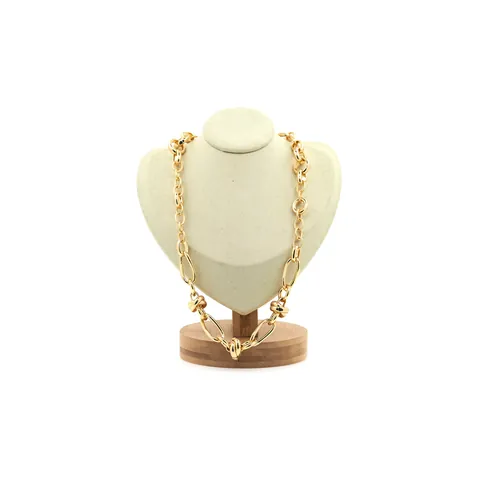 Vintage 18K Gold Plated Copper Necklace For Women Hip Hop Punk Spliced Chain With Knot Decoration Geometric Fashion Jewelry