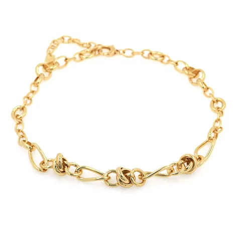 Vintage 18K Gold Plated Copper Necklace For Women Hip Hop Punk Spliced Chain With Knot Decoration Geometric Fashion Jewelry