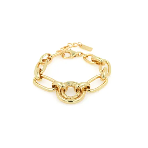 18K Vergoldet Kupfer Grobe Gliederkette Armband Damen Trendiger Geometrischer Kette Schmuck Mit Glücksbringer Anhänger