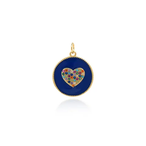 18K Gold Plated Copper Zirconia Heart Round Enamel Pendants For DIY Jewelry Making Necklace Bracelet Women Fashion Jewelry
