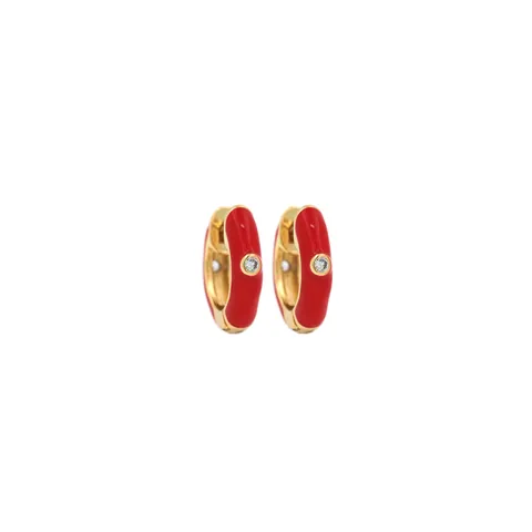 Σκουλαρίκια Huggie από Επιχρυσωμένο Χαλκό 18K Σμάλτο Με Μικρο-Ένθετη Ζιρκόνια Niche Σχεδιασμός Πολύχρωμα Γαλλικά Βίντατζ Κοσμήματα Γυναικεία