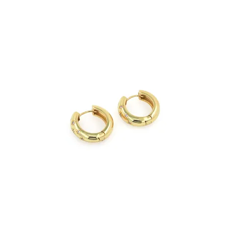 18K Gold Plated Copper Zirconia North Star Hoop Earrings Vintage Celestial Starburst Huggie Earrings For Women Jewelry