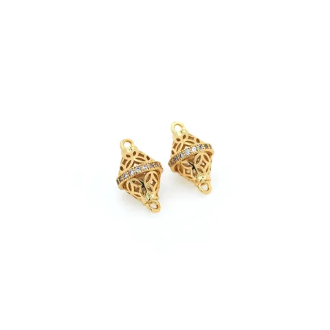 18K Gold Plated Copper Hollow Spindle Connectors Micro Pave Zirconia DIY Jewelry Making Bracelet Necklace Findings Accessories