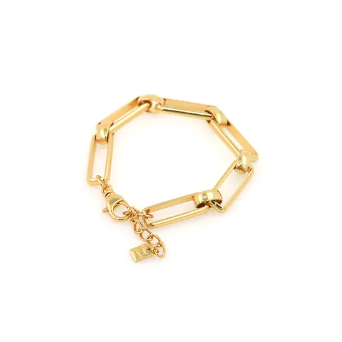 18K Vergoldetes Kupfer Gliederkette Armband Punk Hip Hop Geometrische Büroklammer Kette Mit Good Luck Anhänger Unisex Schmuck
