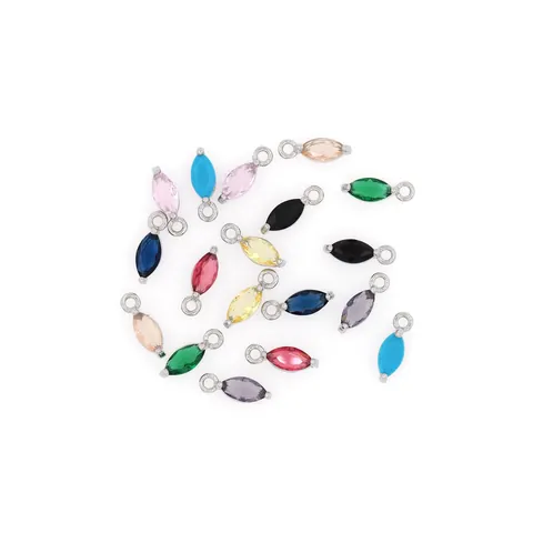 18K Gold Plated Copper Marquise Zirconia Pendant Colorful Multifaceted Teardrop Charm For DIY Necklace Earring Making Jewelry Accessories