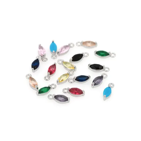 18K Gold Plated Copper Marquise Zirconia Pendant Colorful Multifaceted Teardrop Charm For DIY Necklace Earring Making Jewelry Accessories