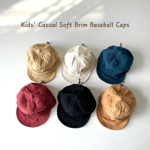 Berretto da Baseball per Bambini con Tesa Morbida in Misto Cotone Cappello da Sole Regolabile per Bambini Primavera Autunno Outdoor Casual
