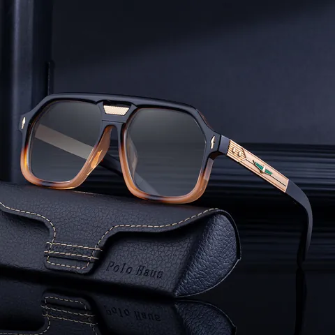 Square Photochromic Sunglasses Men Retro Vintage PC Zinc Alloy Frame UV400 Protection Driving Fashion Eyewear