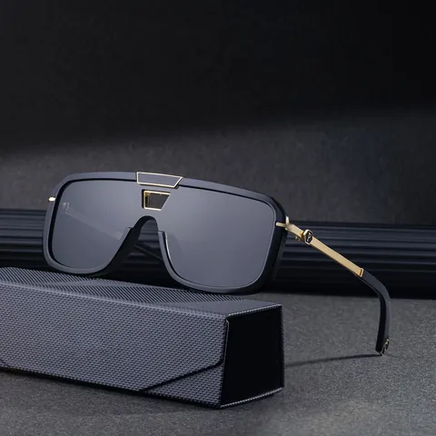 Occhiali da Sole alla Moda con Montatura Quadrata per Uomo Protezione UV400 Doppio Ponte Cerniera in Metallo Occhiali da Guida all'Aperto Accessori Moda