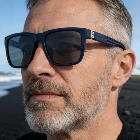 Gafas de Sol Polarizadas Cuadradas Retro para Hombre Moda Protección UV400 Marco Grande PC Metal Decorativo Conducción al Aire Libre