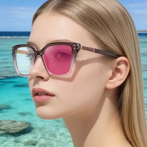 Occhiali da Sole Fotocromatici Occhio di Gatto da Donna Moda Filtro Luce Blu Con Cerniera a Molla Protezione UV400