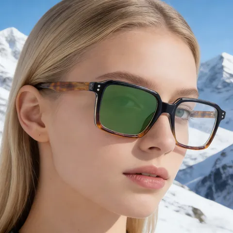 Fashion Square Frame Photochromic Sunglasses For Women Vintage Large Frame UV400 Sun Protection Changeable Lens Eyewear