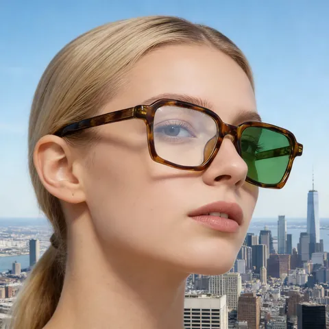 Gafas de Sol Fotocromáticas de Moda para Mujer Montura Cuadrada UV400 Lentes de PC Inserto de Metal para Conducir Viajes Fiesta
