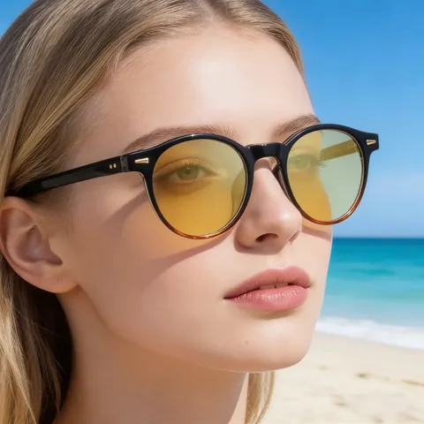 Mode Dames Rond Frame Meekleurende Zonnebril UV400 PC Metaal Retro Bril Voor Buiten Reizen Autorijden Feest Accessoire