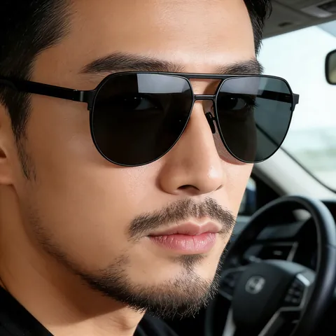 Herren Polarisierte Pilotenbrille Edelstahlrahmen Doppelsteg UV400 Schutz Retro Outdoor Fahren Sonnenbrille