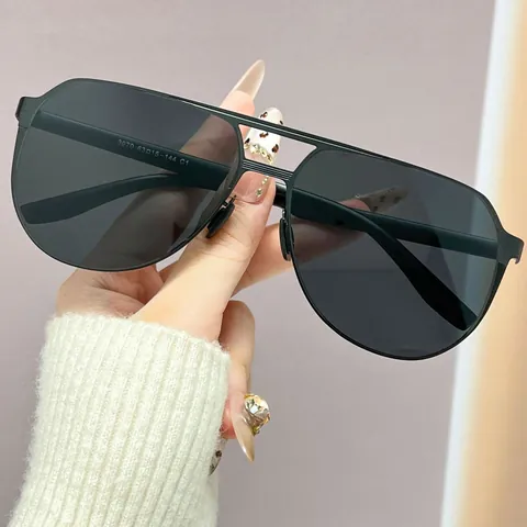 Herren Polarisierte Pilotenbrille Edelstahlrahmen Doppelsteg UV400 Schutz Retro Outdoor Fahren Sonnenbrille