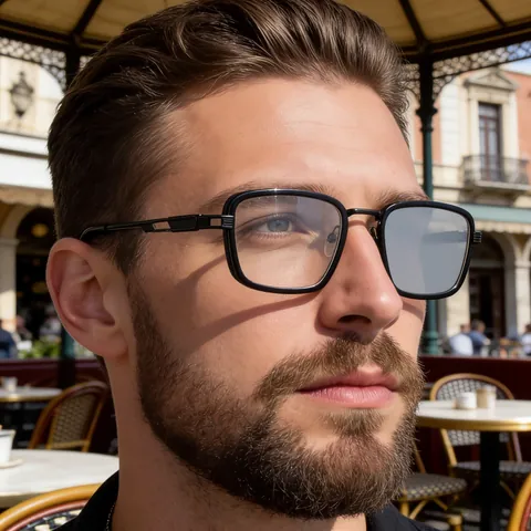 Gafas de Sol Fotocromáticas Rectangulares Hombre Retro Punk Montura Cuadrada Bisagra de Resorte Metálica Protección UV400 para Conducción Fiesta
