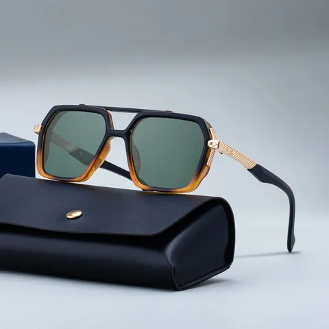Retro Square Sunglasses For Men Classic Double Bridge UV400 Outdoor Driving Sun Protection Fashion Eyewear Accessories