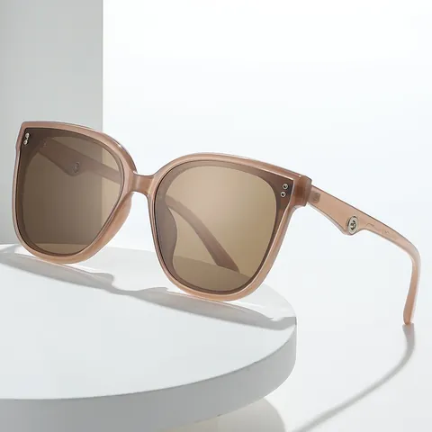 Oversized Cat Eye Gepolariseerde Zonnebril Voor Dames Heren Mode Retro Kunststof Metalen Montuur UV400 Bescherming Rivet