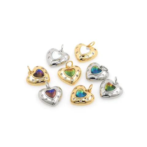 Luxury 18K Gold Plated Copper Heart Pendant With Micro Inlaid Zircon For DIY Jewelry Making Necklace Bracelet Accessory