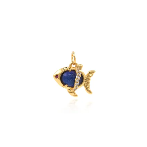 18K Vergoldeter Kupfer Mikro Eingelegter Zirkon Tropischer Fisch Anhänger Ozean Tier DIY Schmuckherstellung Anhänger